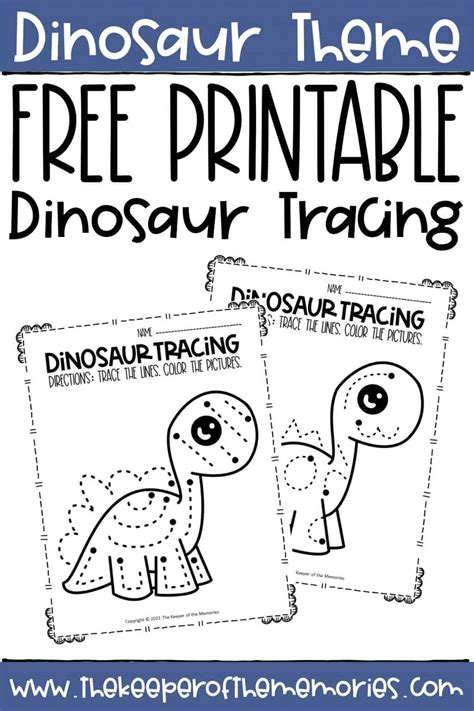 Free Printable Dinosaur Tracing Preschool Worksheets The Keeper Of