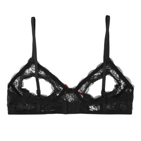 Sexy Womens Leather Sheer Lace Open Cup Bras Underwire Wire Free Shelf