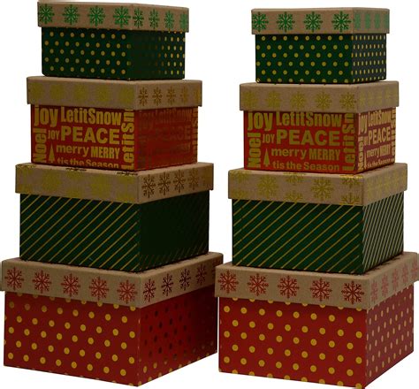 Wrap N Roll Christmas Nested T Box Set Of 8 Square Boxes