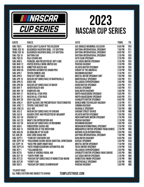 Nascar Cup Series 2023 Schedule Pdf