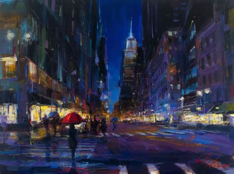 New York City Rain Limited Edition Giclee On Canvas By Michael Flohr