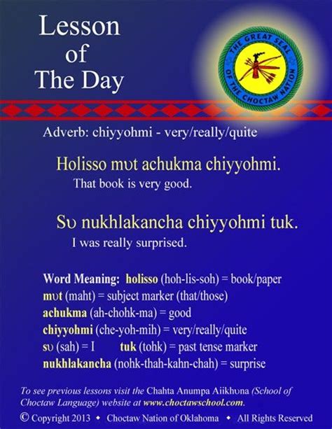 Adverb Chiyyohmi Veryreallyquite Choctaw Language Choctaw