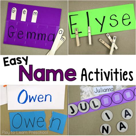 Easy Do It Yourself Name Activities For Preschoolers
