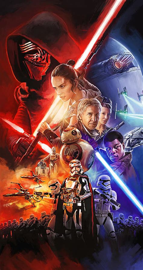 Star Wars The Force Awakens Artwork Painting By Sheraz A
