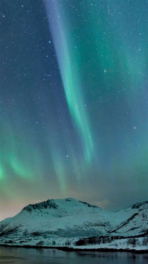 Northern Lights Polar Light Or Aurora Borealis Over Lofoten Islands