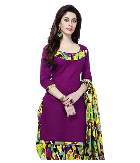 Minu Purple Cotton Dress Material - Buy Minu Purple Cotton Dress Material Online at Best Prices ...