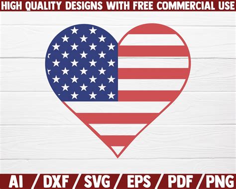 American Heart Svg Dxf File Cut File Independence Day Etsy