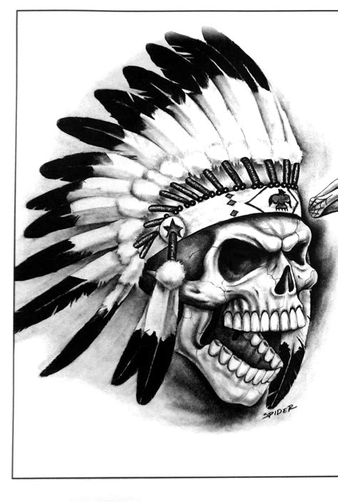 Pin By Skin Sensation On Tatts Warrior Tattoos Indian Skull Indian