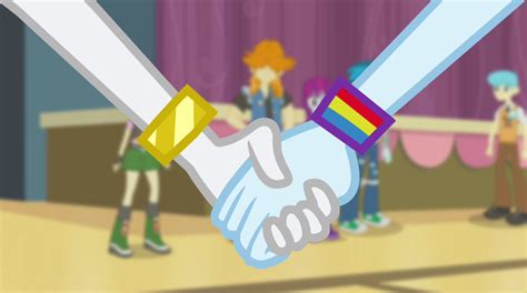 Image Rainbow Dash Takes Raritys Hand Eg2png My Little Pony