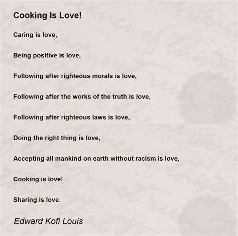 Cooking Is Love Cooking Is Love Poem By Edward Kofi Louis