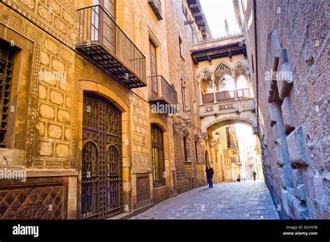 Carrer Del Bisbe Barcelona Catalonia Spain Stock Photo Alamy
