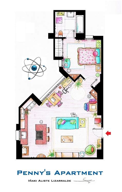Pennys Apartment Floor Plan In The Big Bang Theory Big Bang Theory