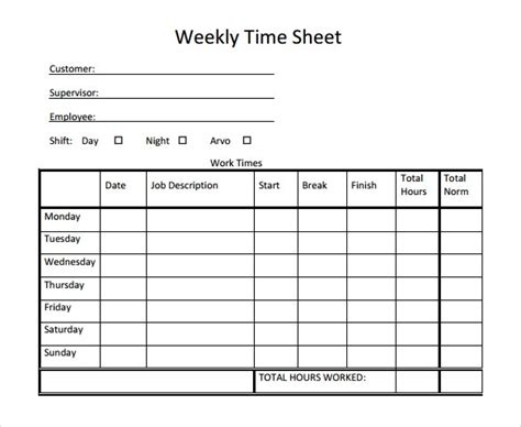 28 Weekly Timesheet Templates Free Sample Example Format Download