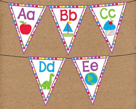 Printable Classic Alphabet Banner Pennants 100 Directions Gold Free