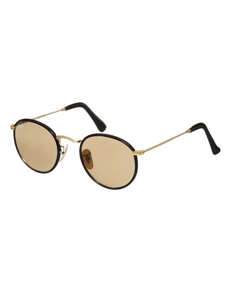 Lyst Ray Ban Round Sunglasses In Brown
