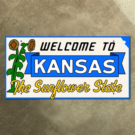 Kansas State Line Highway Marker Road Sign 1957 Sunflower Etsy Uk