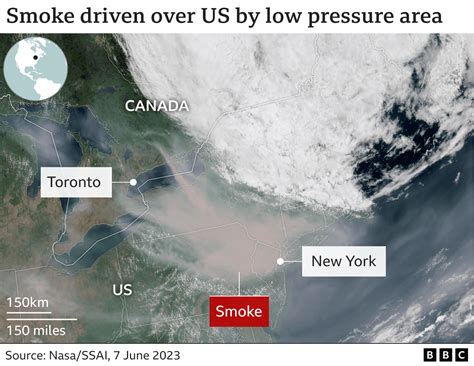 Canada Wildfires North America Air Quality Alerts In Maps And Images Bbc News