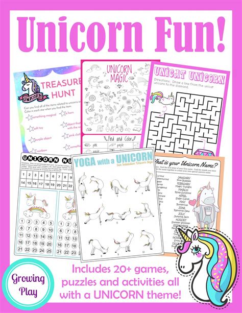 Unicorn Birthday Games Activities Puzzles Growing Play