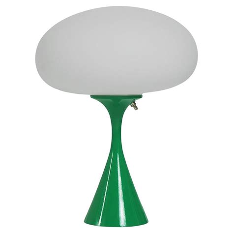 Mid Century Modern Tulip Table Lamp By Designline In Green With White Glass For Sale At 1stdibs