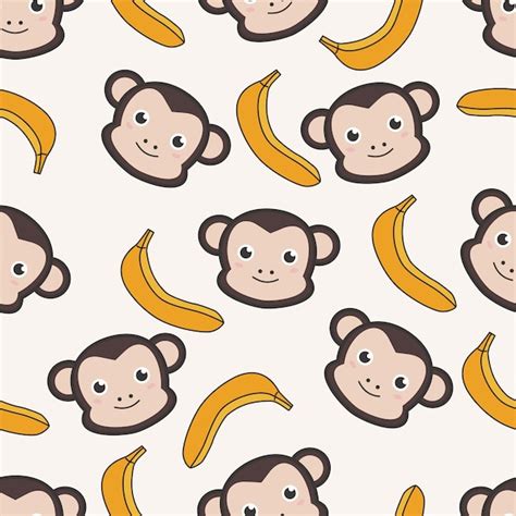 Vetor De Cabe A De Macaco E Banana Padr O Perfeito Macaco Fofo Coco
