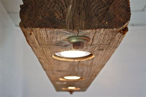 Rustic Industrial Modern Hanging Reclaimed Wood Beam Light Lighting