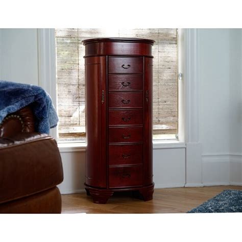 Shop Daley Oval Standing Jewelry Armoire Cherry Overstock 31796780