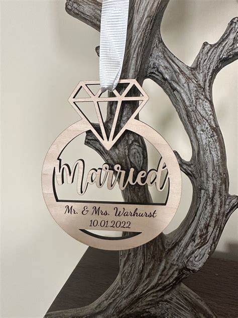 Personalized Diamond Ring Ornament Engagement Wedding Etsy