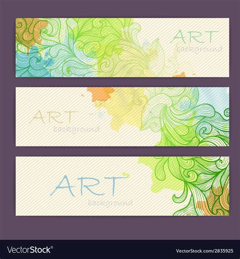 Set Of Ornamental Artistic Watercolor Banners Vector Image