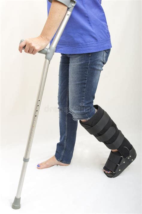 Broken Leg And Crutches And Support Stock Image Image Of Medicine