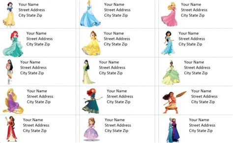 30 Disney Princess Address Labelsshipping Labelsname Labelsstickers