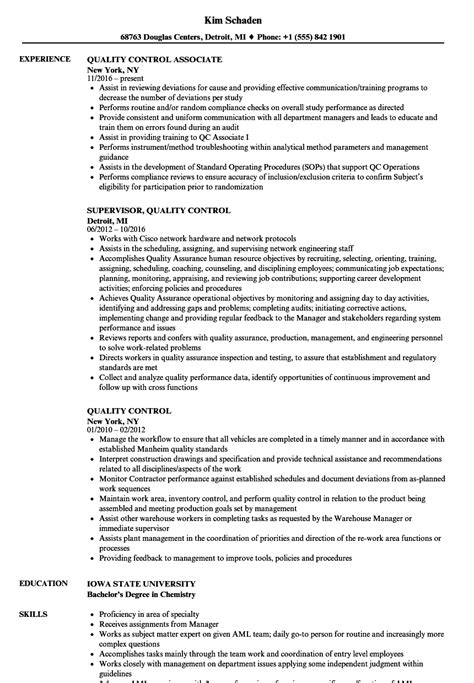 Browse resume examples for all jobs. Quality Control Resume Samples | Velvet Jobs