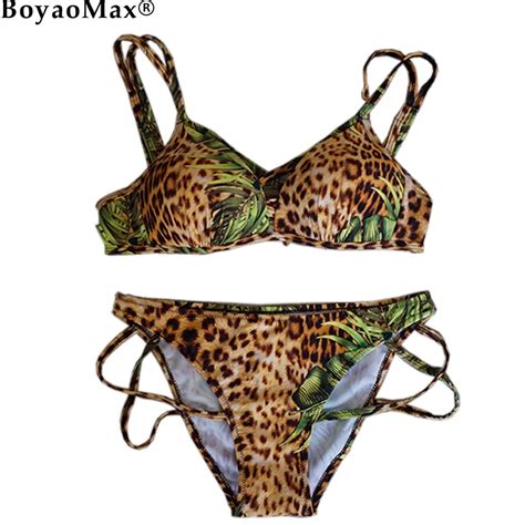 BoyaoMax Leopard Bikinis Women Sexy Bikinis Push Up Padded
