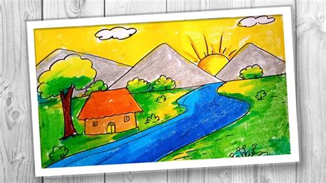 Easy Scenery For Kids How To Draw Sunrise With Oil Pastel Sunrise