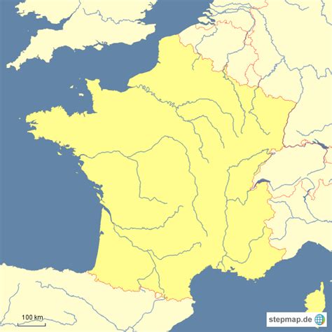 Seine, loire, rhône und saône heißt das quartett, das flusskreuzfahrer träumen lässt. StepMap - Frankreich Staatsgebiet - Landkarte für Deutschland