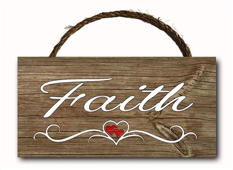 Faith Script Word Hanging Wood Plaque Wall Sign Rustic Home Room Decor