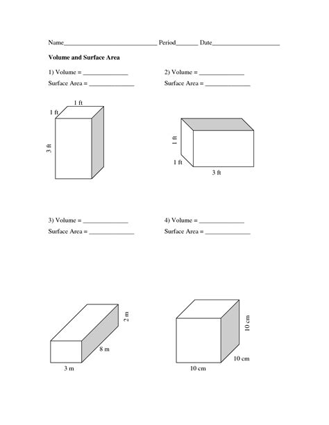 Volume And Surface Area Worksheets Volume And Surface Area Worksheets