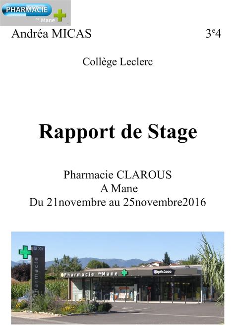 Rapport De Stage Eme Exemple Rapport De Stage Collège All In One Photos