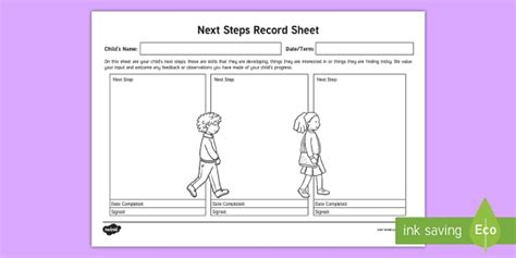 Eyfs Next Steps Sheet Template Teacher Made