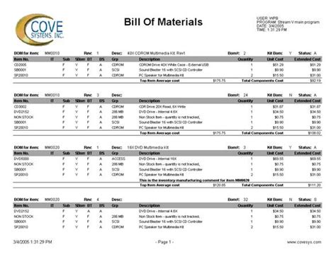 bill  materials