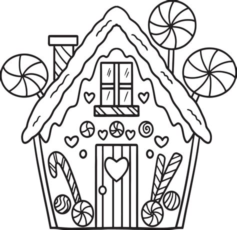 Christmas Gingerbread House Isolated Coloring Page 8944223 Vector Art