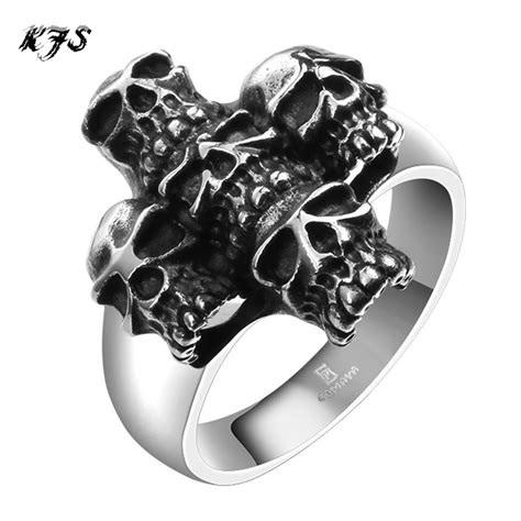 New Arrival And Hot Sale Gothic Rock N Roll Black Silver Tone Demon