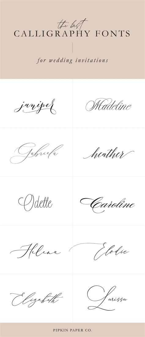 The Best Calligraphy Fonts For Wedding Invitations Pipkin Paper Company