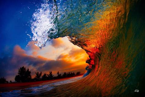 Wow Beautiful Colors Hawaiian Sunset Waves Photo Waves Ocean Images
