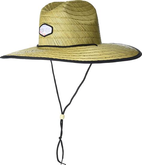 Huk Mens Camo Lifeguard Straw Wide Brim Hat With Upf 30 Sun