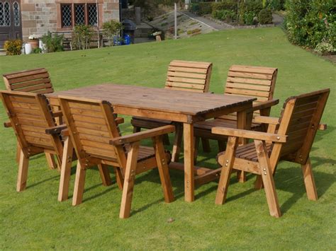Large Six Seater Wooden Garden Patio Set 6 Chairs Natural