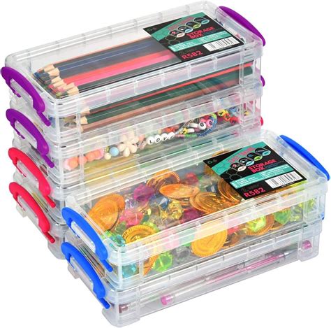 6 Pack Large Capacity Pencil Box Stackable Clear Plastic