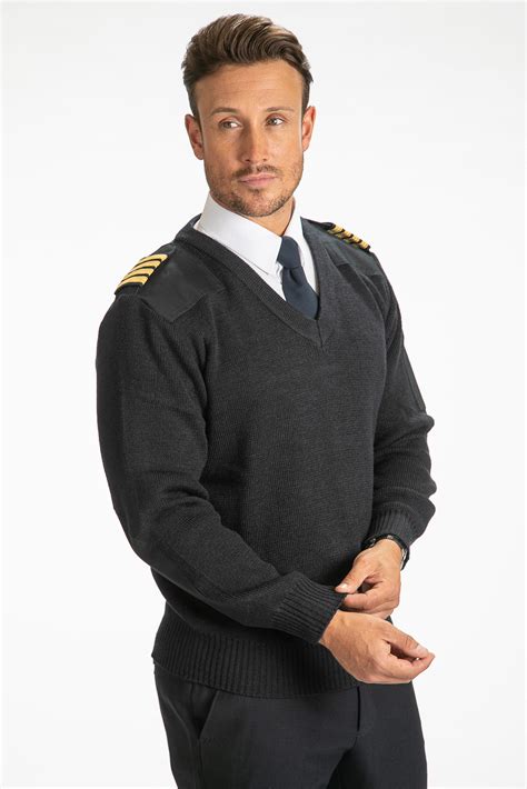 Navy Pilot Uniform Military Style Sweater With Shoulderelbow P