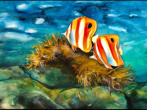 Watercolor coral reef composition with laminaria leaves. Watercolor Coral Reef Painting Demonstration - YouTube