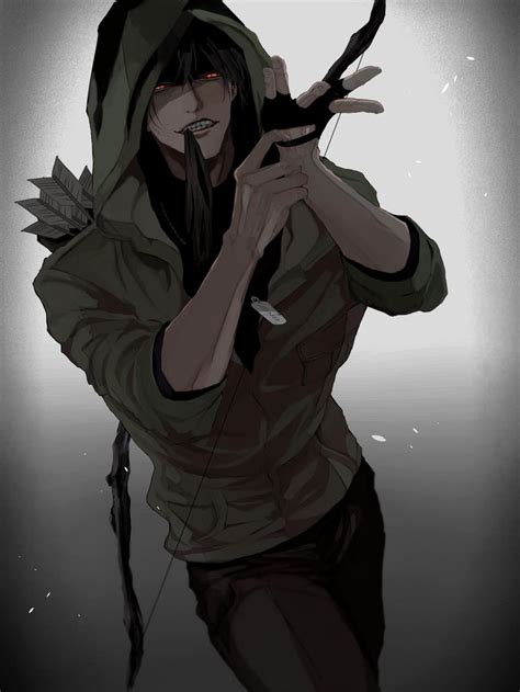 A Drawing Of A Person With An Arrow In His Hand And Hoodie Over Their Head
