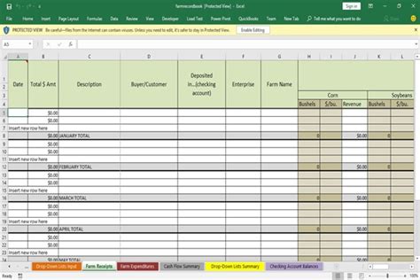 Farm Balance Sheet Template Excel